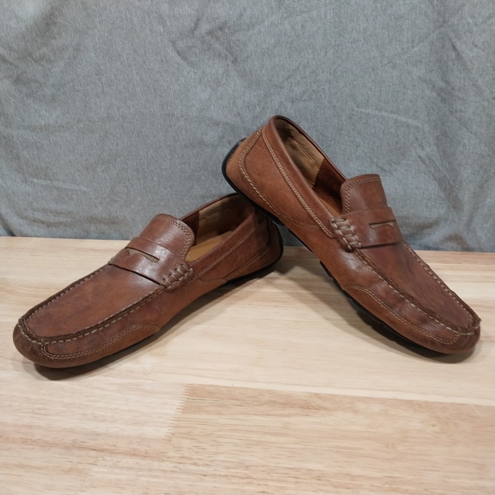 Clarks Mens Penny Loafer Leather Driving Mocs 9.5 Brown